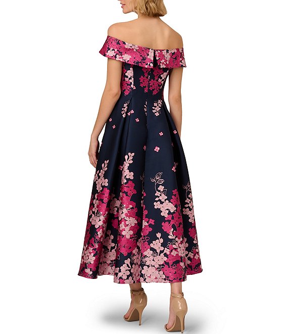 Adrianna Papell Floral Jacquard Off The Shoulder