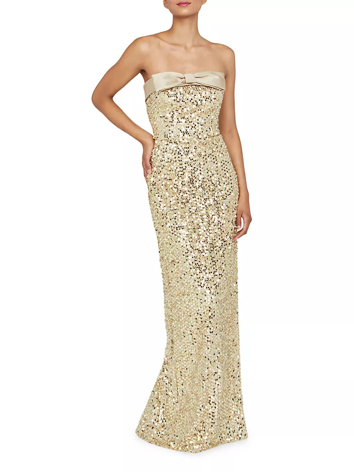 Theia Sequined Column Gown