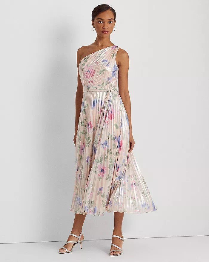 Ralph Lauren Floral Georgette One Shoulder Gown