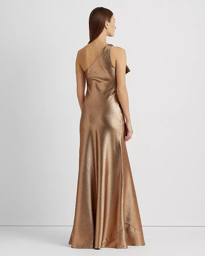 Lauren Ralph Lauren One Shoulder Bow Trim Gown