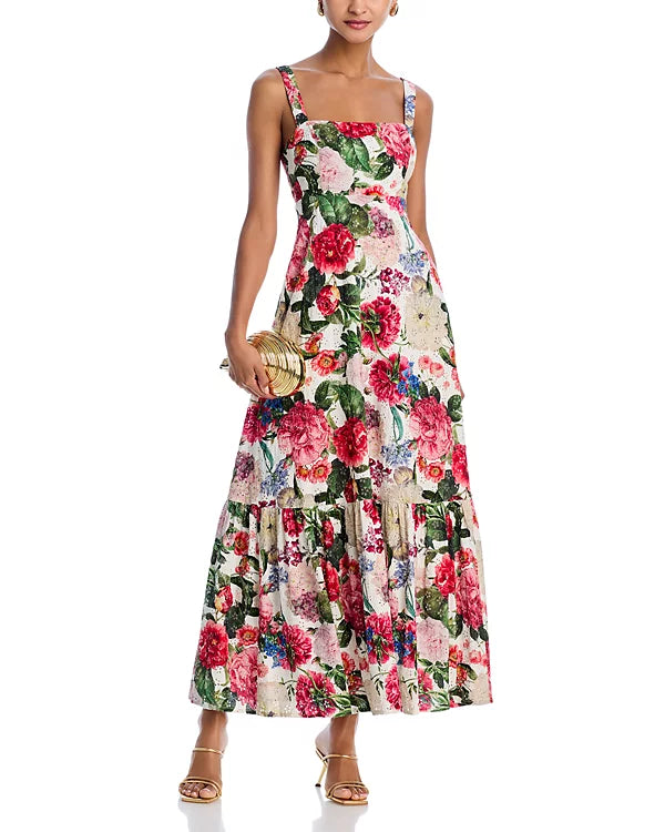 Aqua Fit and Flare Floral Dress