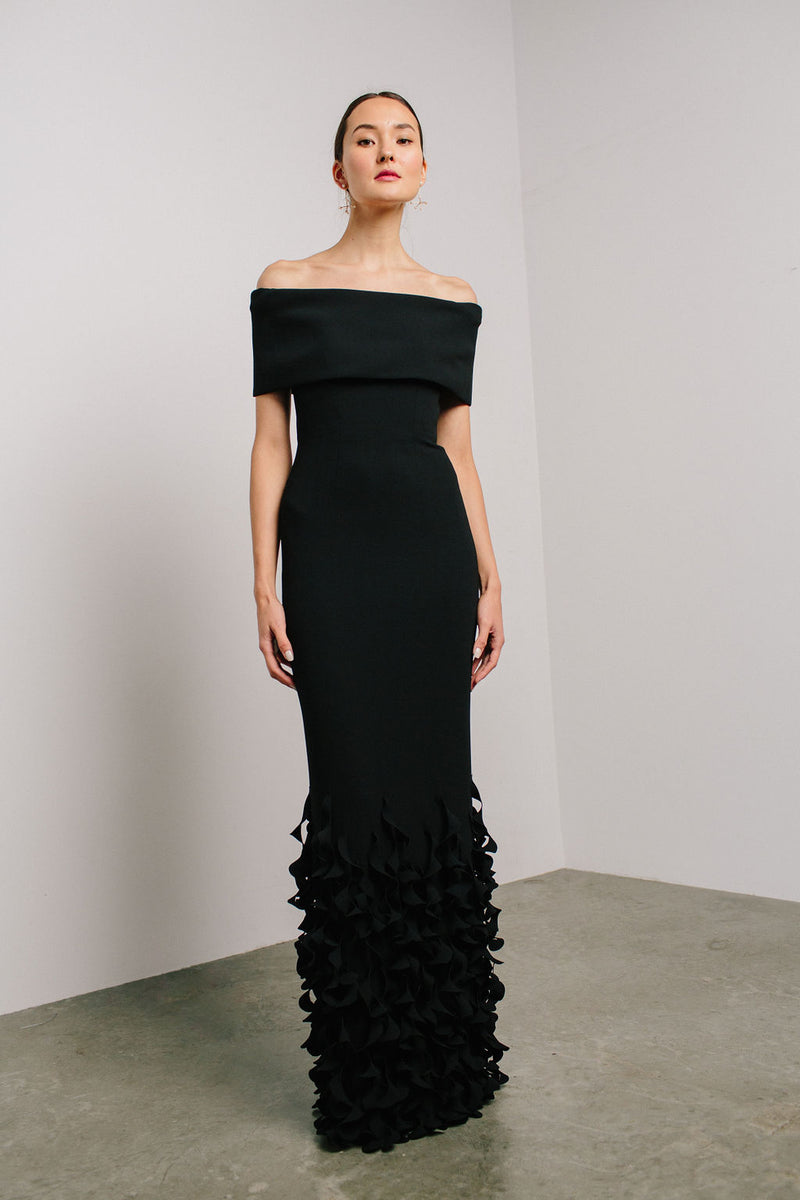 Catherine Regehr Off The Shoulder Gown with Spiral Hem