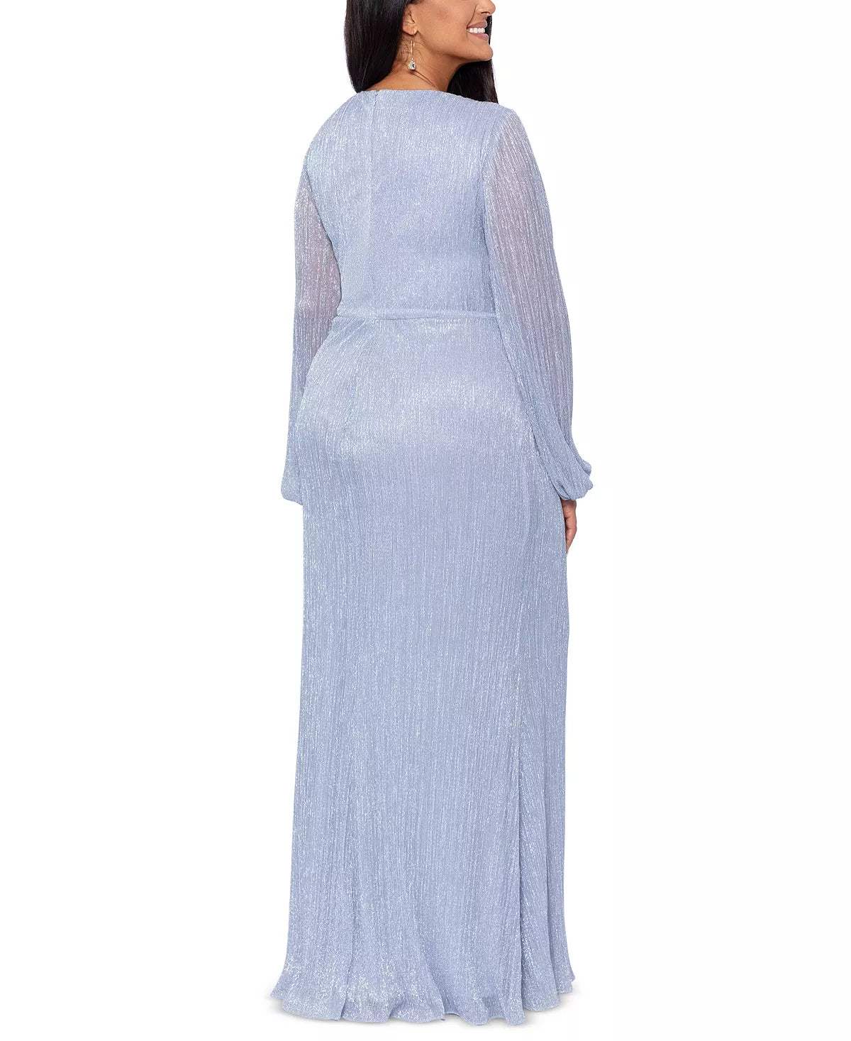 BETSY & ADAM Plus Size V-Neck Twist-Front Gown