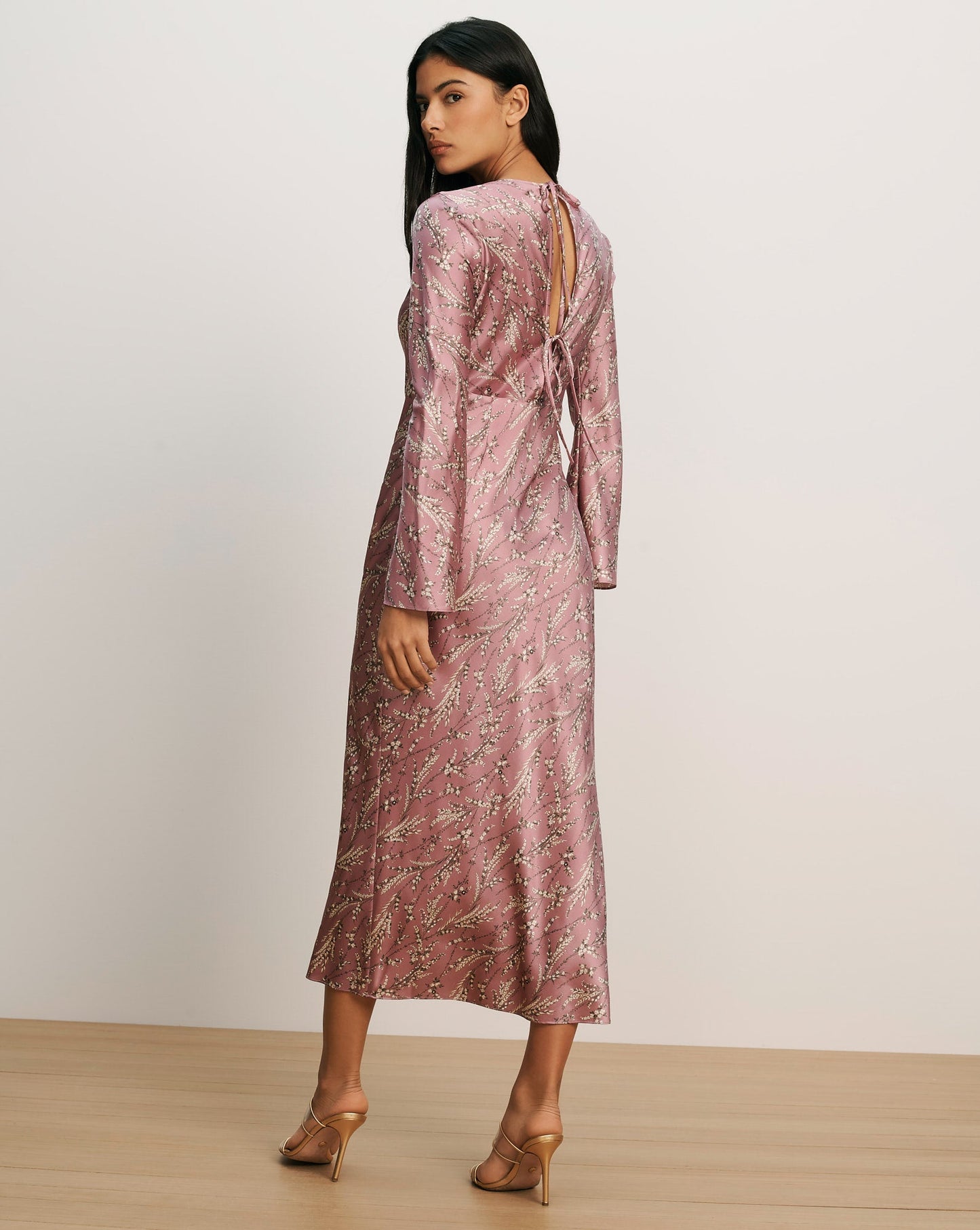 Veronica Beard Silk Long Sleeve Midi Dress