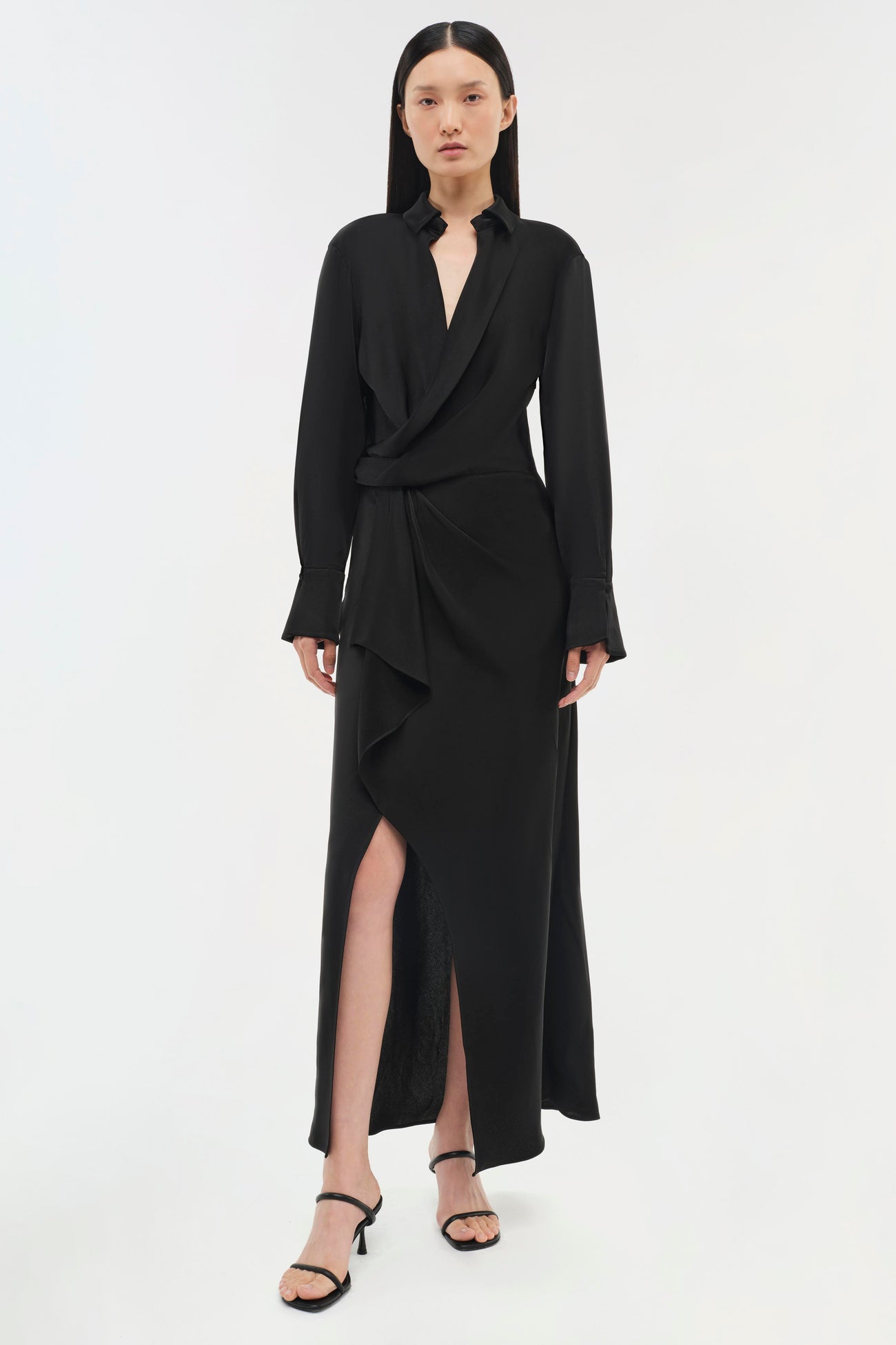 Simkhai Long Sleeve Midi Wrap Dress