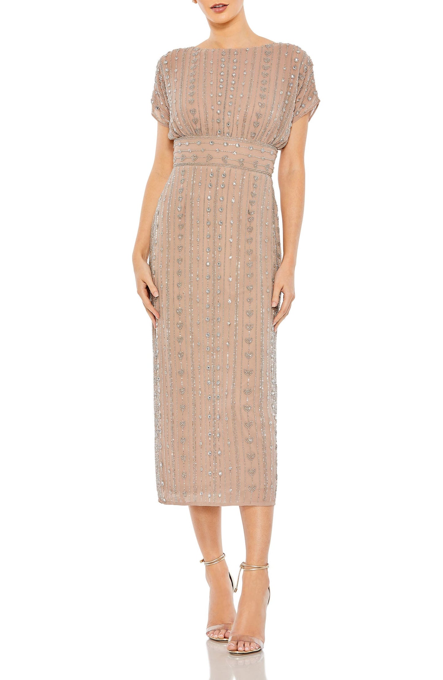Mac Duggal Beaded Empire Waist Cocktail Dress