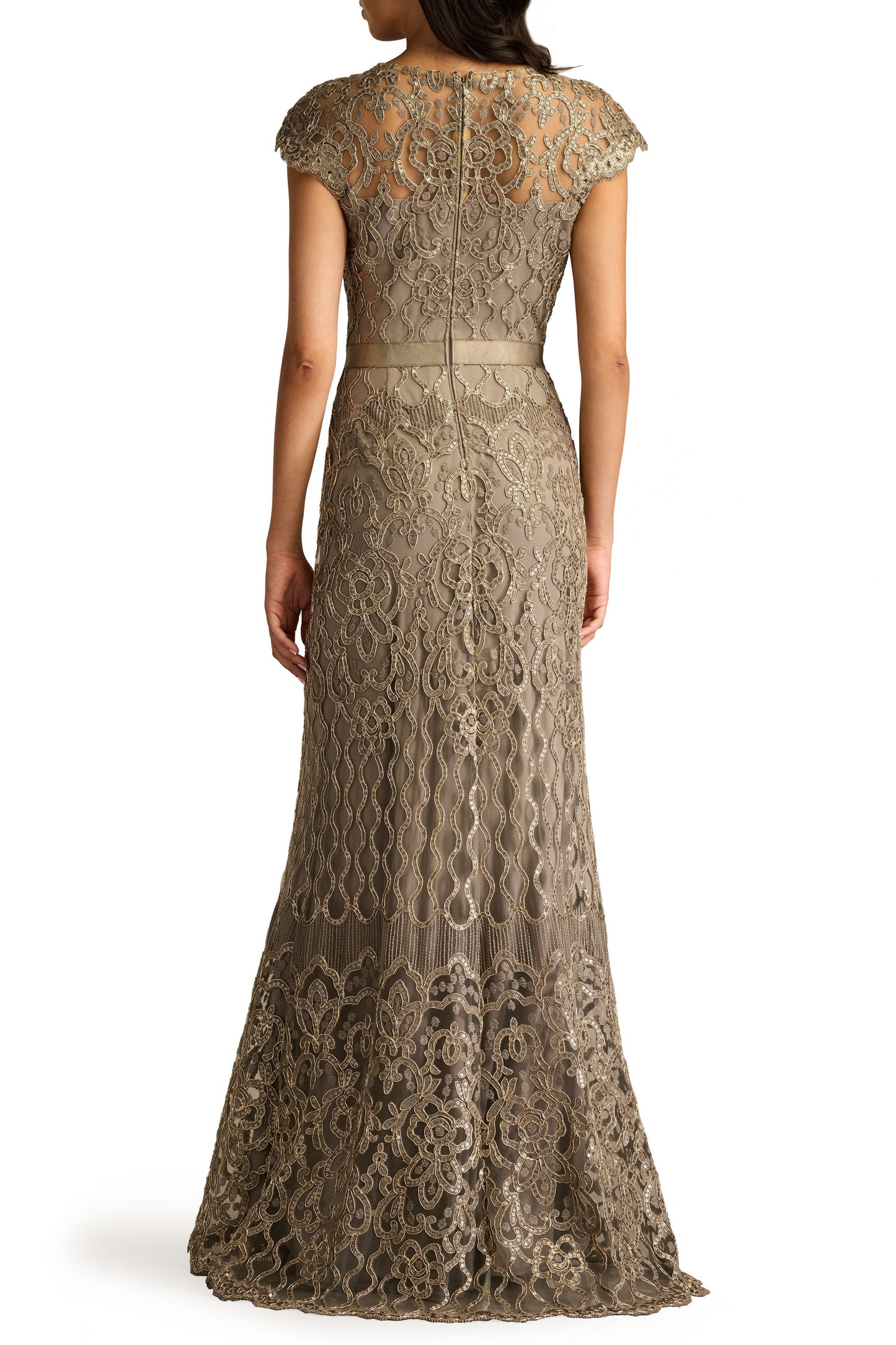Tadashi Shoji Sequin Lace Illusion Gown