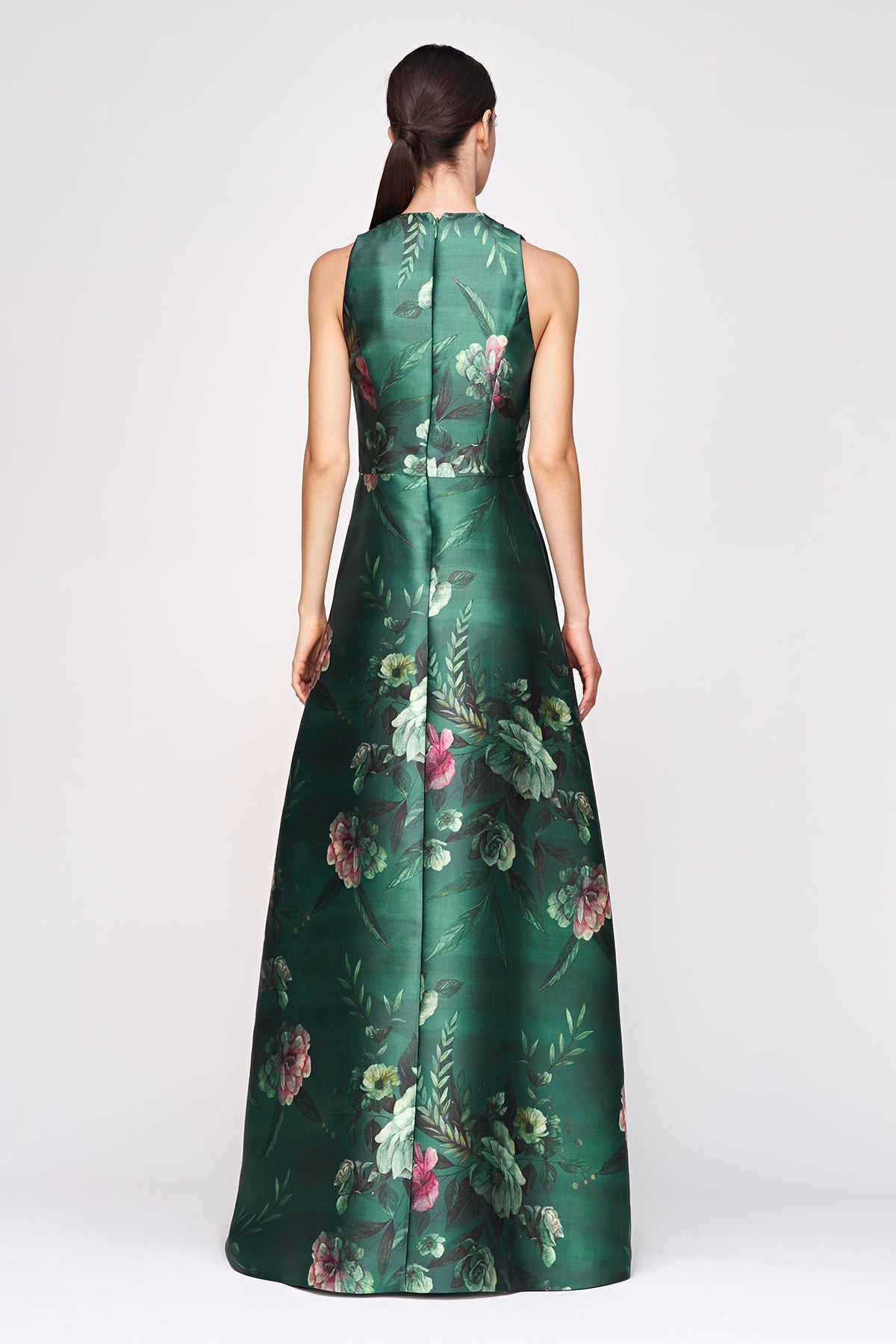 Kay Unger Sleeveless Floral Satin Gown
