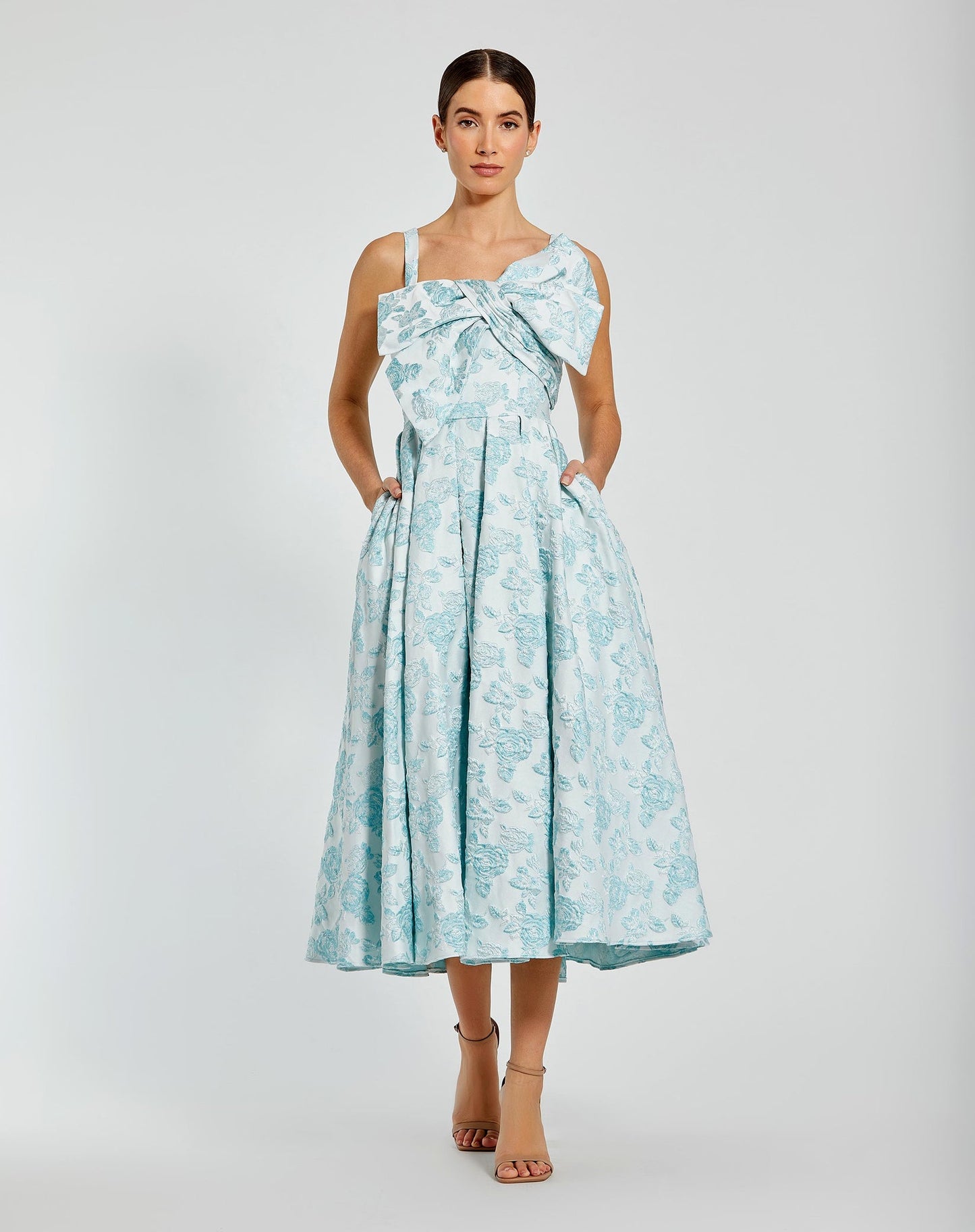Mac Duggal Large Bow Brocade Dress