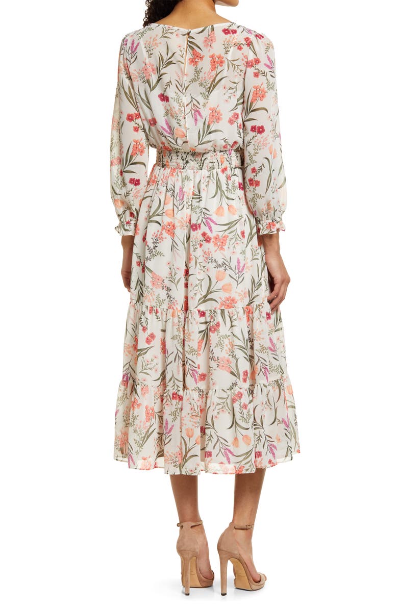 Eliza J Floral Long Sleeve Midi Dress