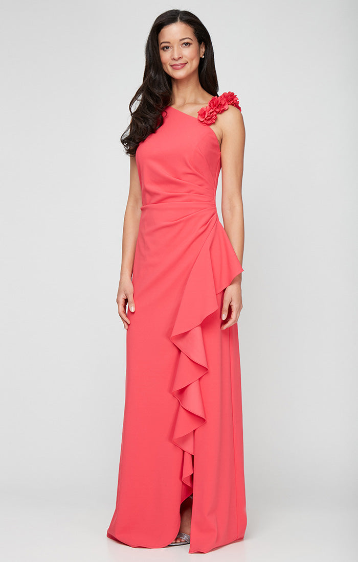 Alex Evenings Crepe Dress with Flower Strap