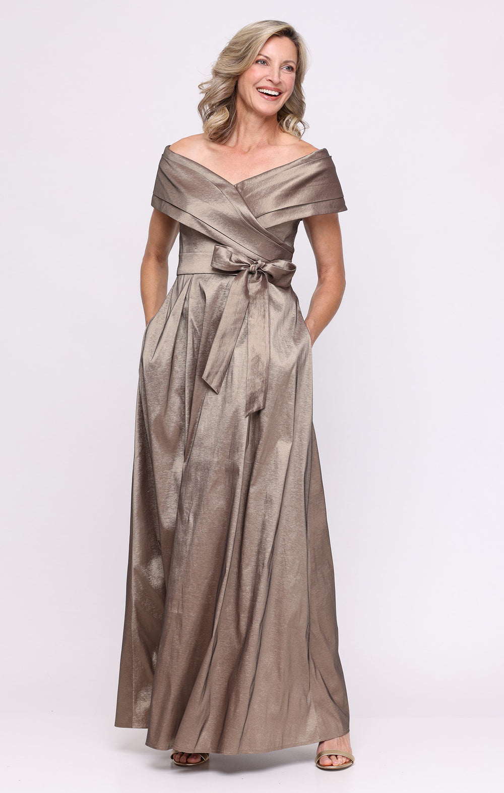 Alex Evenings Off Shoulder Taffeta Gown