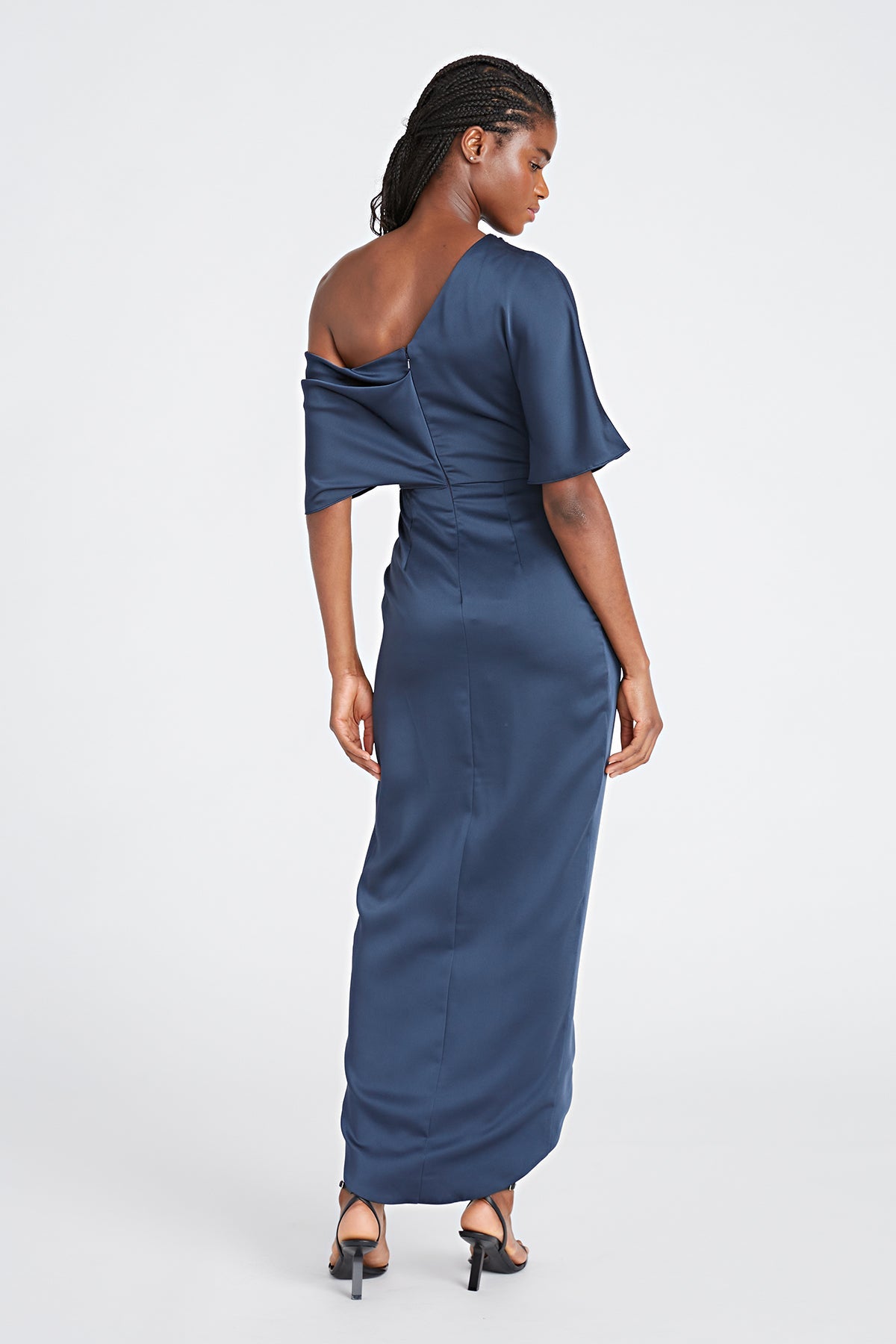 Theia One Shoulder Draped Gown