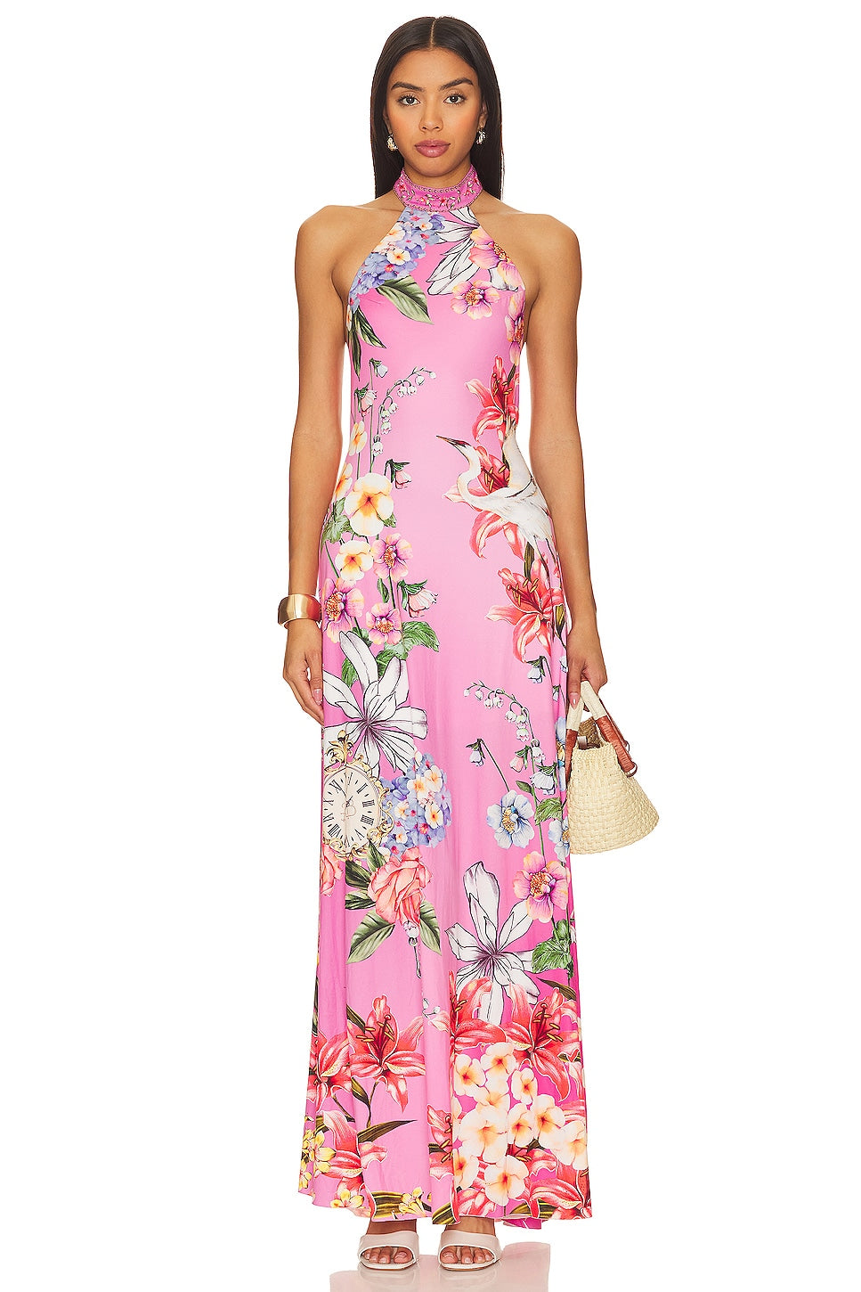 Revolve Floral Halter Style Maxi Dress