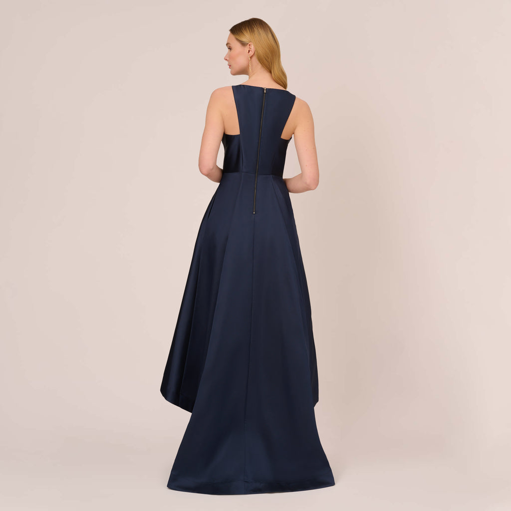 Adrianna Papell HIgh Low Mikado Gown