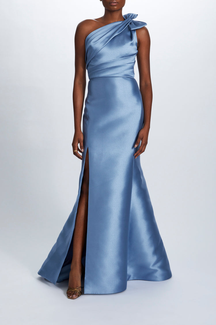 Amsale Bow One Shoulder Gown