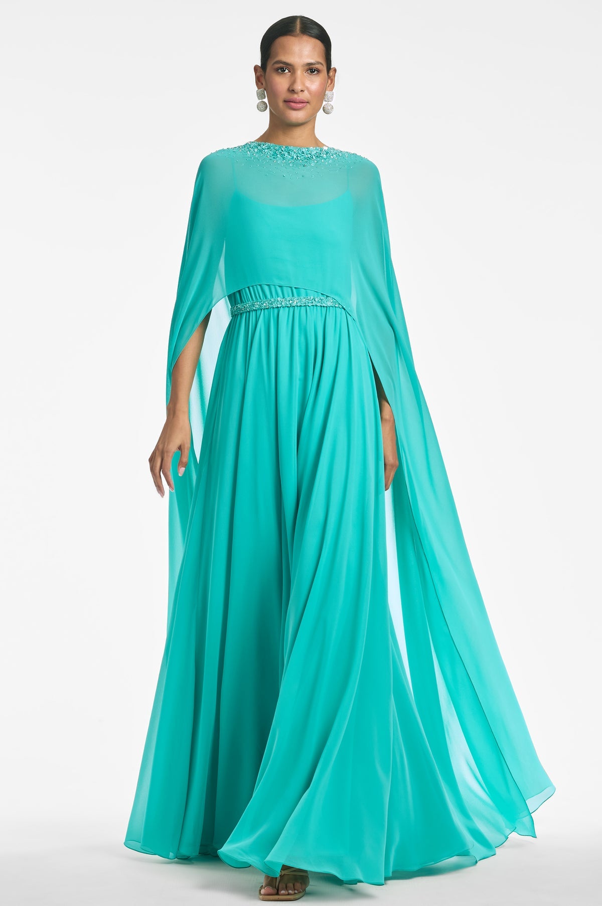 Sachin & Babi Caped Sleeve Ballgown