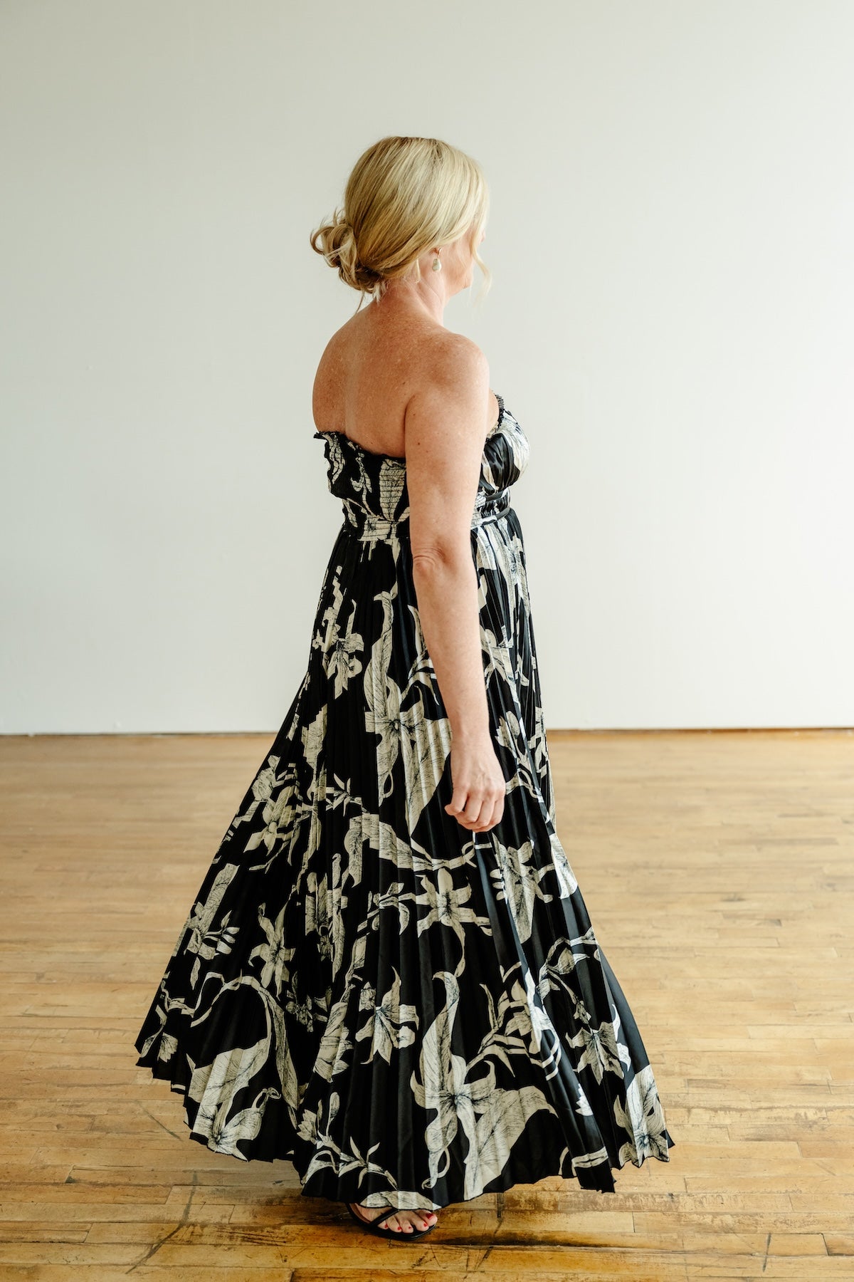 Petal & Pup Floral Strapless Pleated Maxi