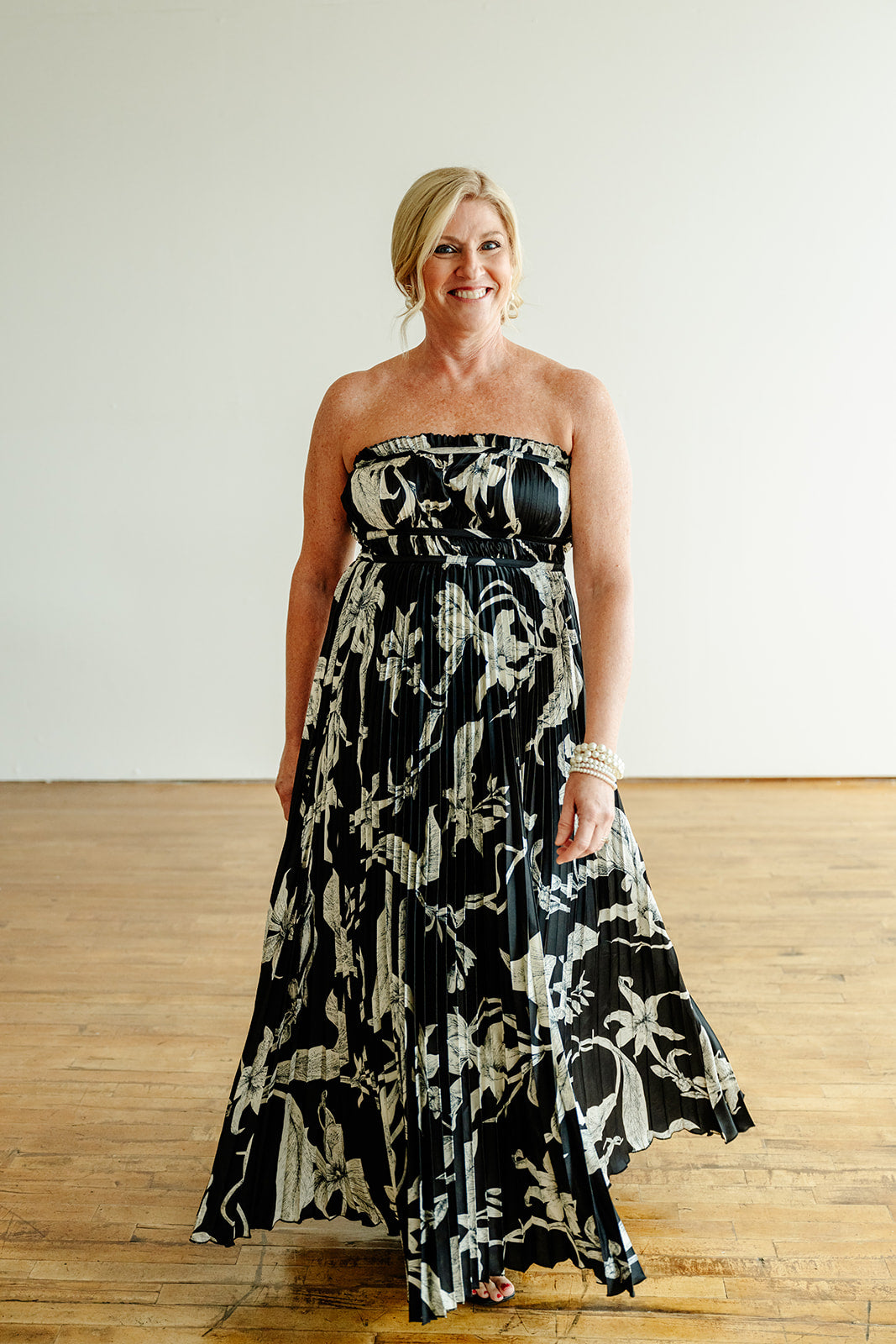 Petal & Pup Floral Strapless Pleated Maxi