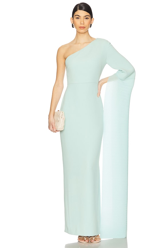 Solace London One Shoulder Cape Sleeve Dress