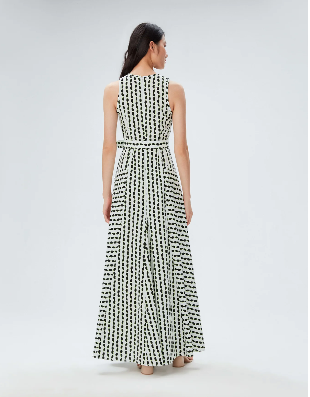 DVF Belted Poka Dot Maxi Dress