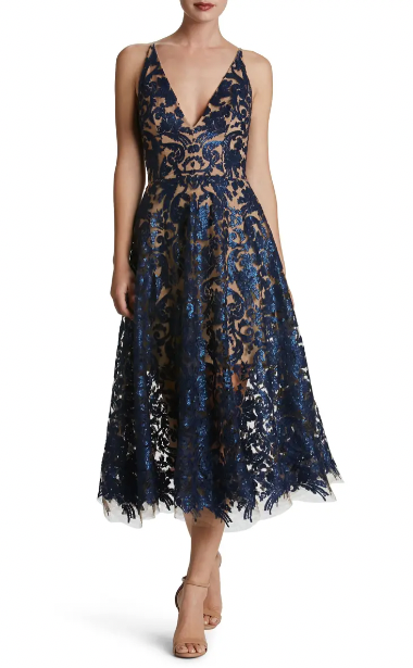 Dress the Population Embellished Fit and Flare Dress