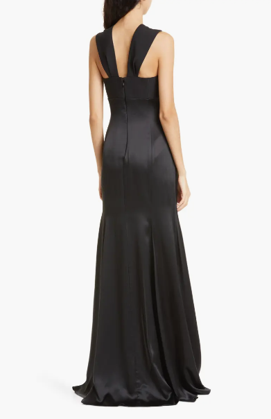 Cinq a Sept Mixed Media Halter Gown