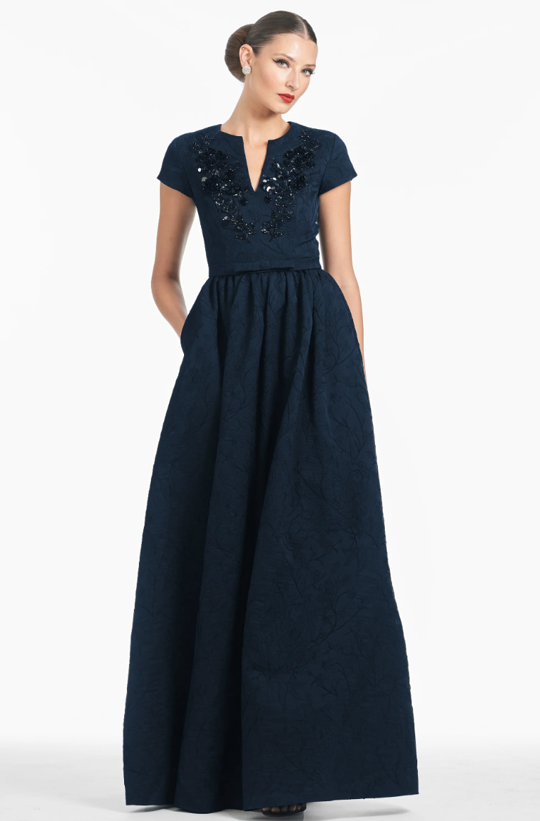 Sachin & Babi Cap Sleeve A-Line Gown