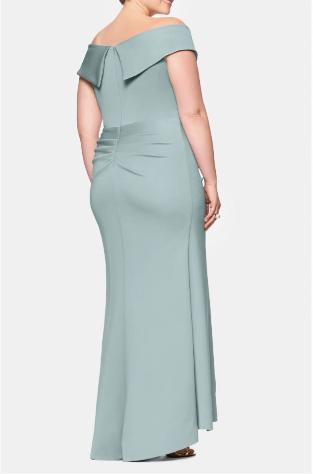 Xscape Plus Off The Shoulder Ruffle Scuba Gown