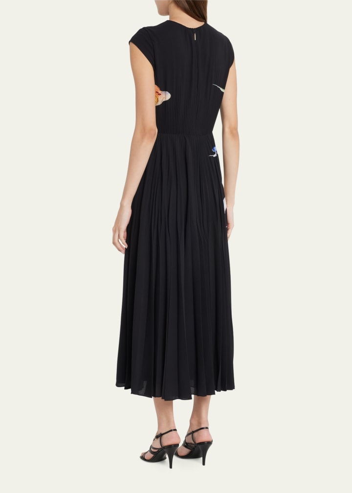 Jason Wu Floral Print Pleated Midi Dress