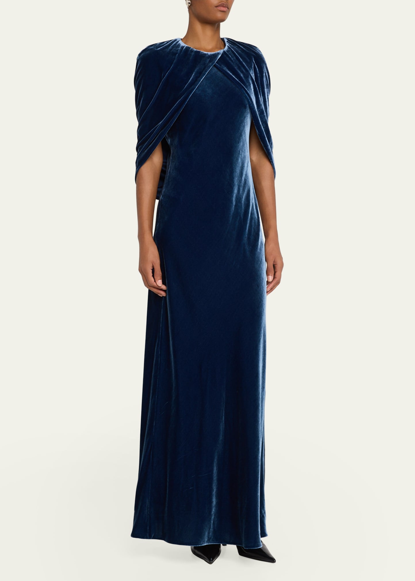 Lafayette 148 New York A-Line Velvet Shawl Gown