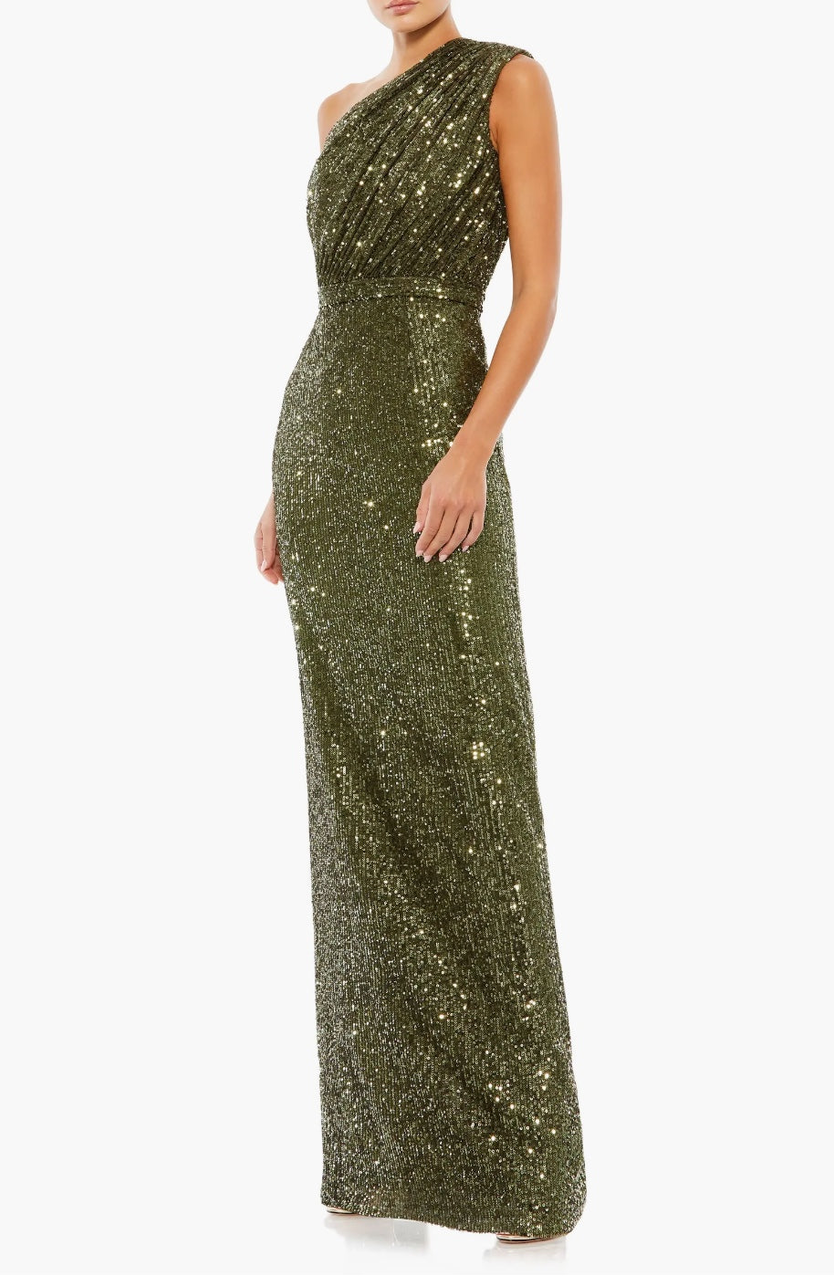 Mac Duggal Sequin One Shoulder Column Gown