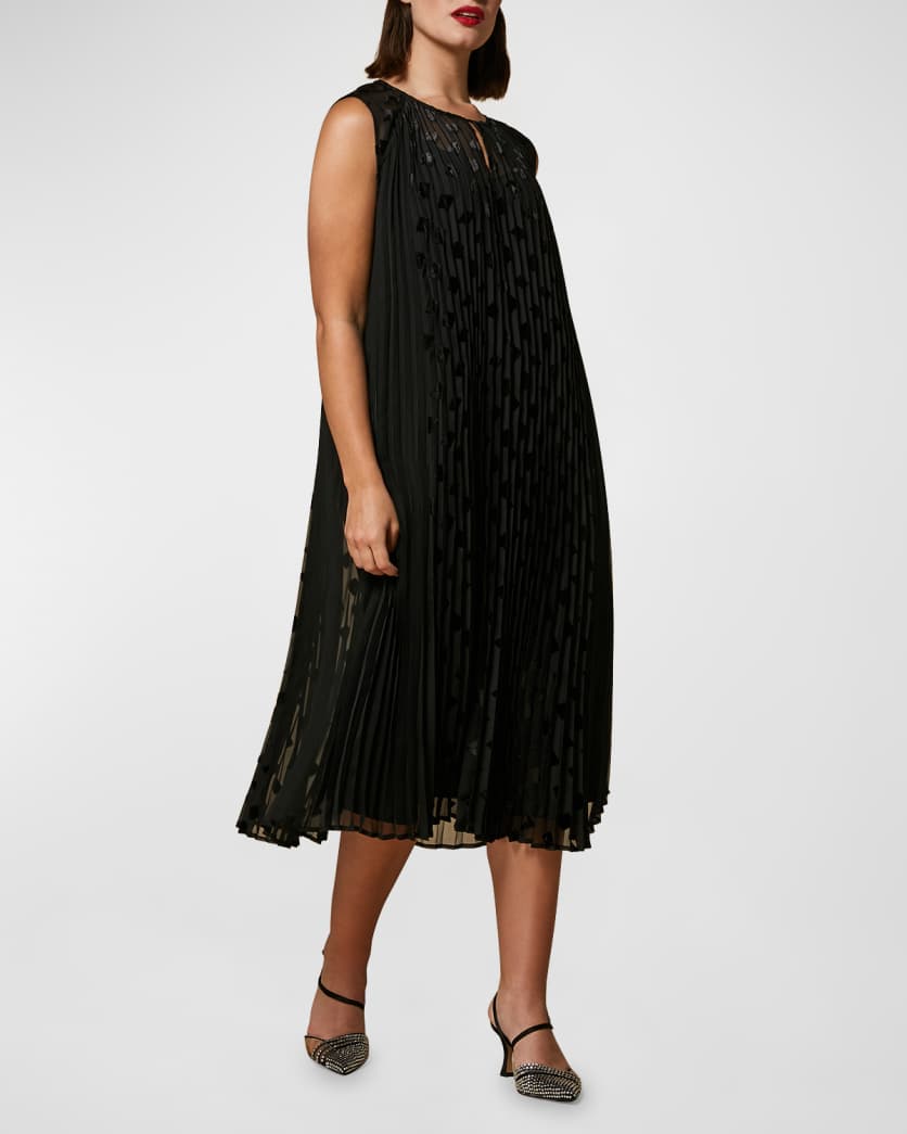Marina Rinaldi Sleeveless Pleated Midi Dress