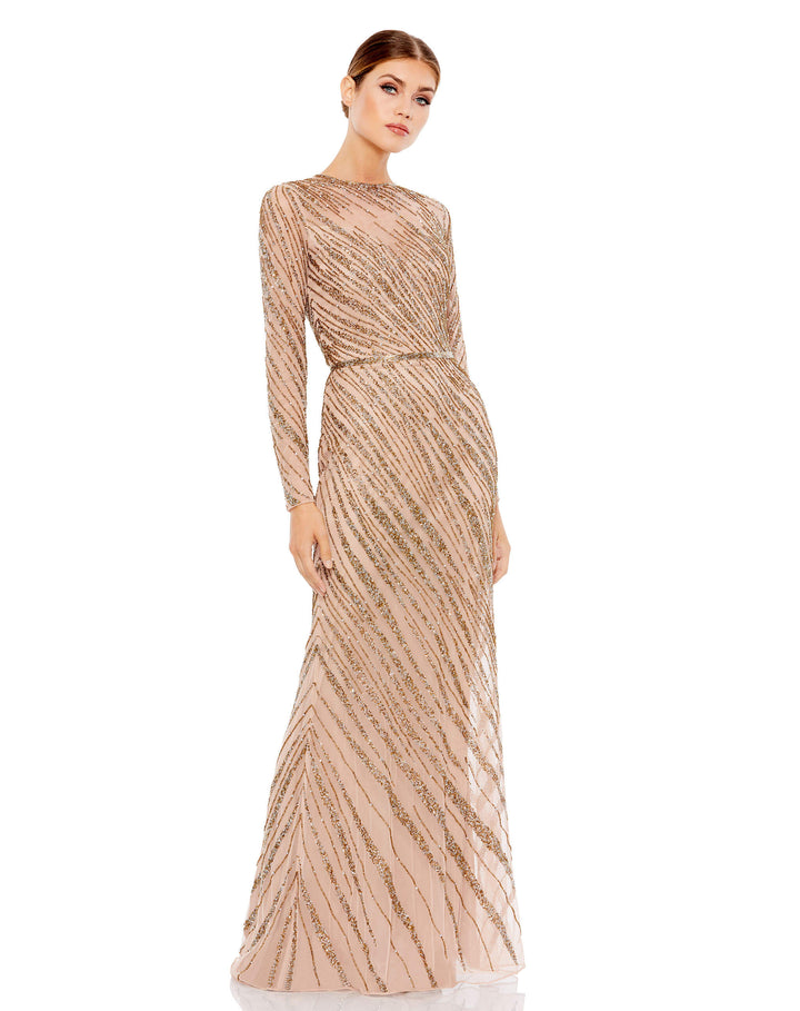 Mac Duggal Long Sleeve Beaded Column Gown MOTHER OF Mac Duggal Long Sleeve Beaded Column Gown MOTHER OF