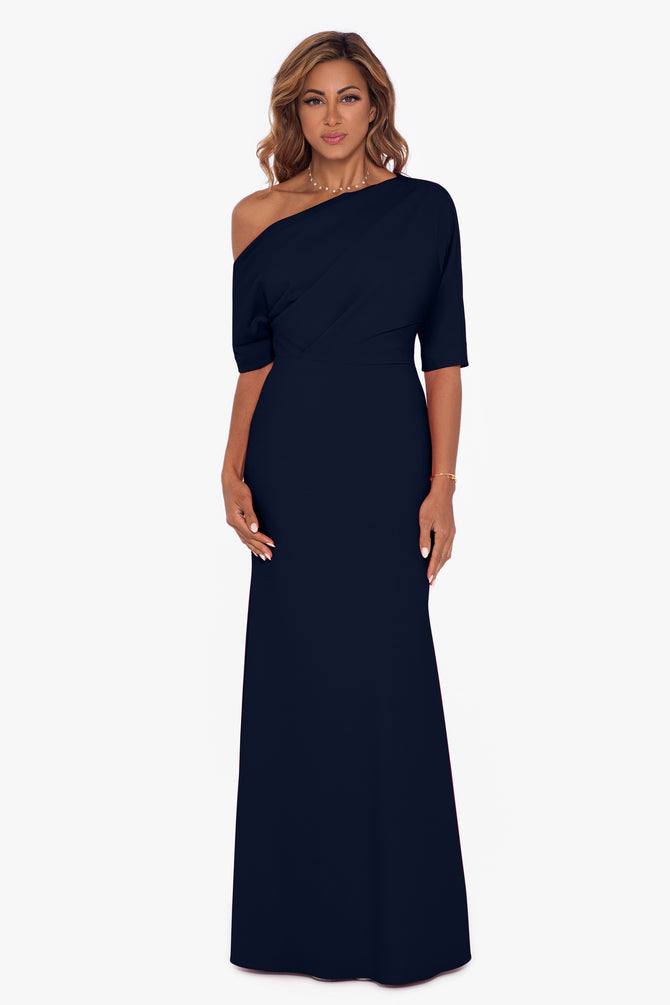 Betsy & Adam Scuba Crepe Off the Shoulder Dress