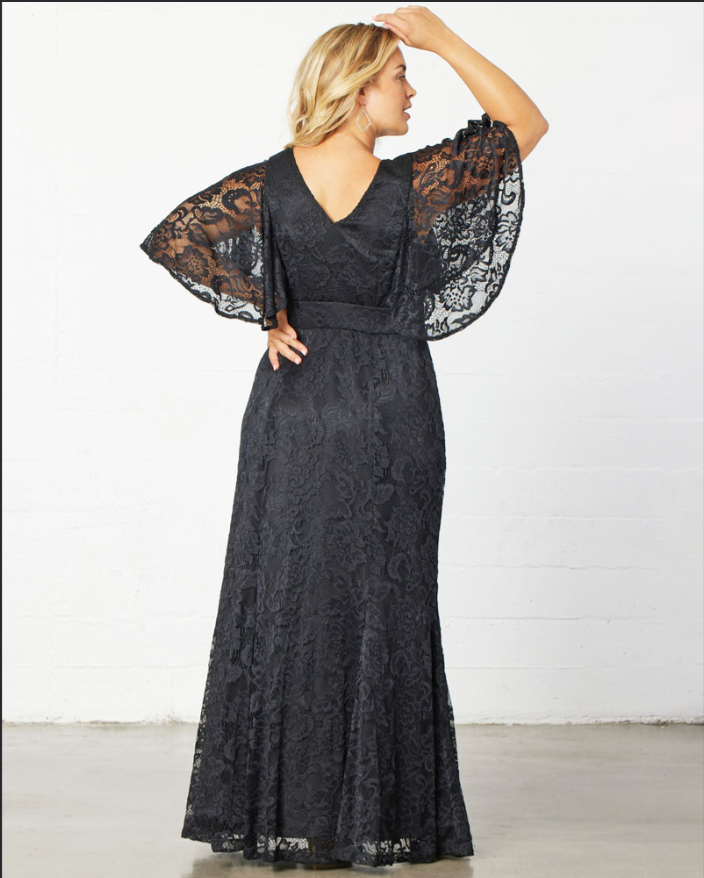 Kiyonna Flutter Sleeve Lace Gown