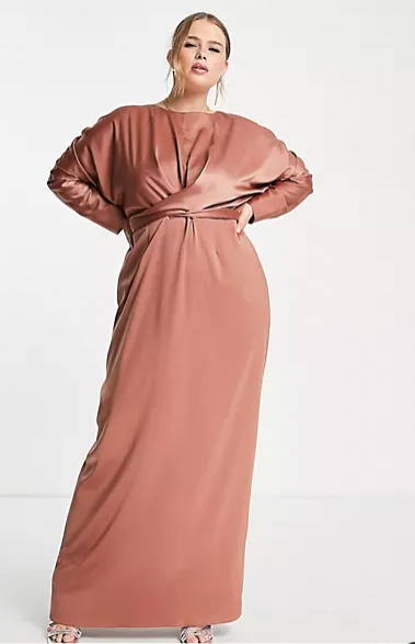 ASOS Design Batwing Sleeve Satin Maxi