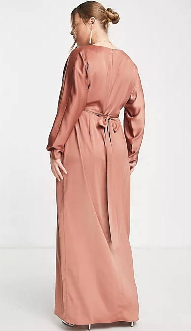 ASOS Design Batwing Sleeve Satin Maxi