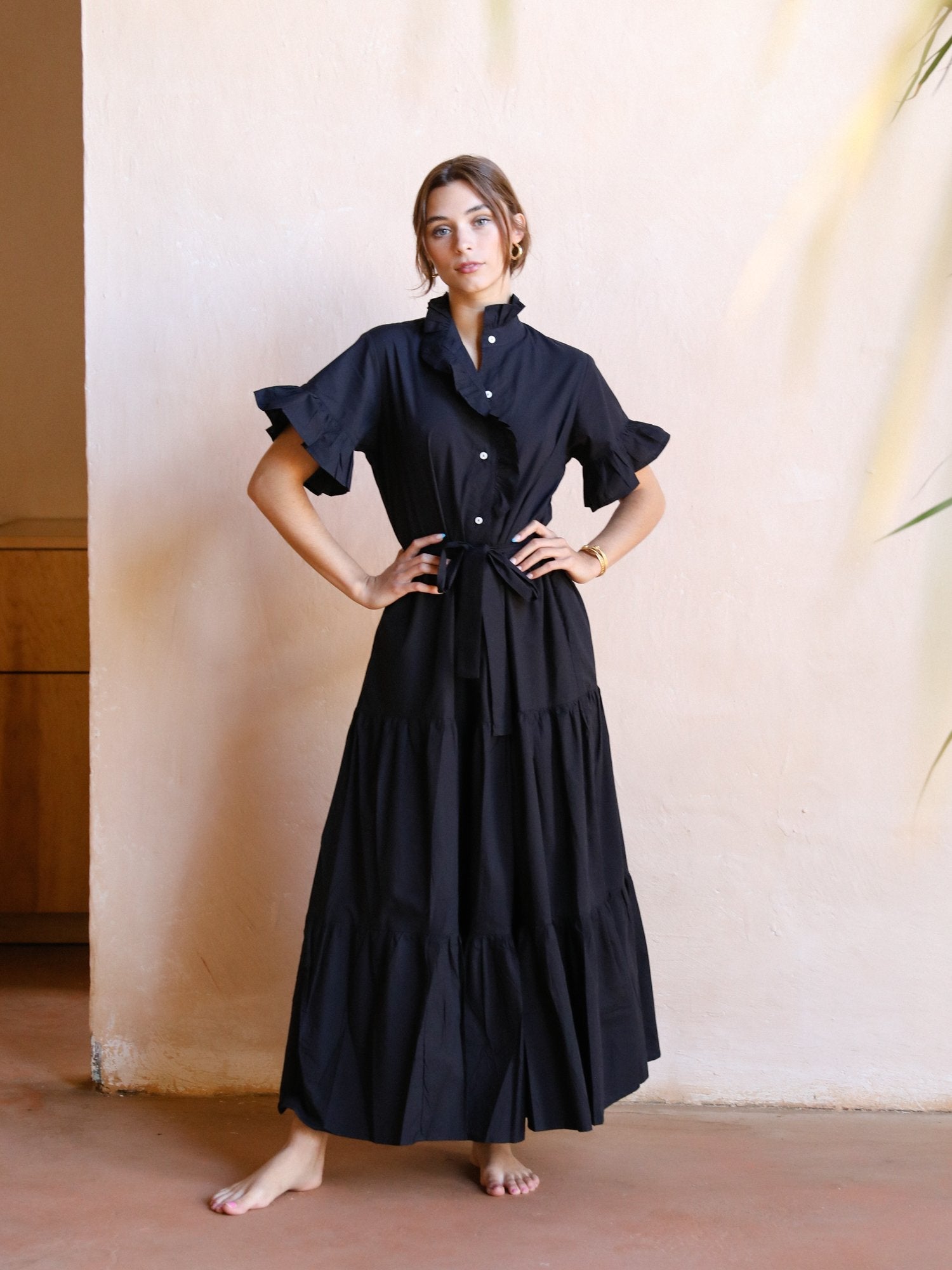 Mille Button Down Tiered Maxi Dress MOTHER OF Mille Button Down Tiered Maxi Dress MOTHER OF