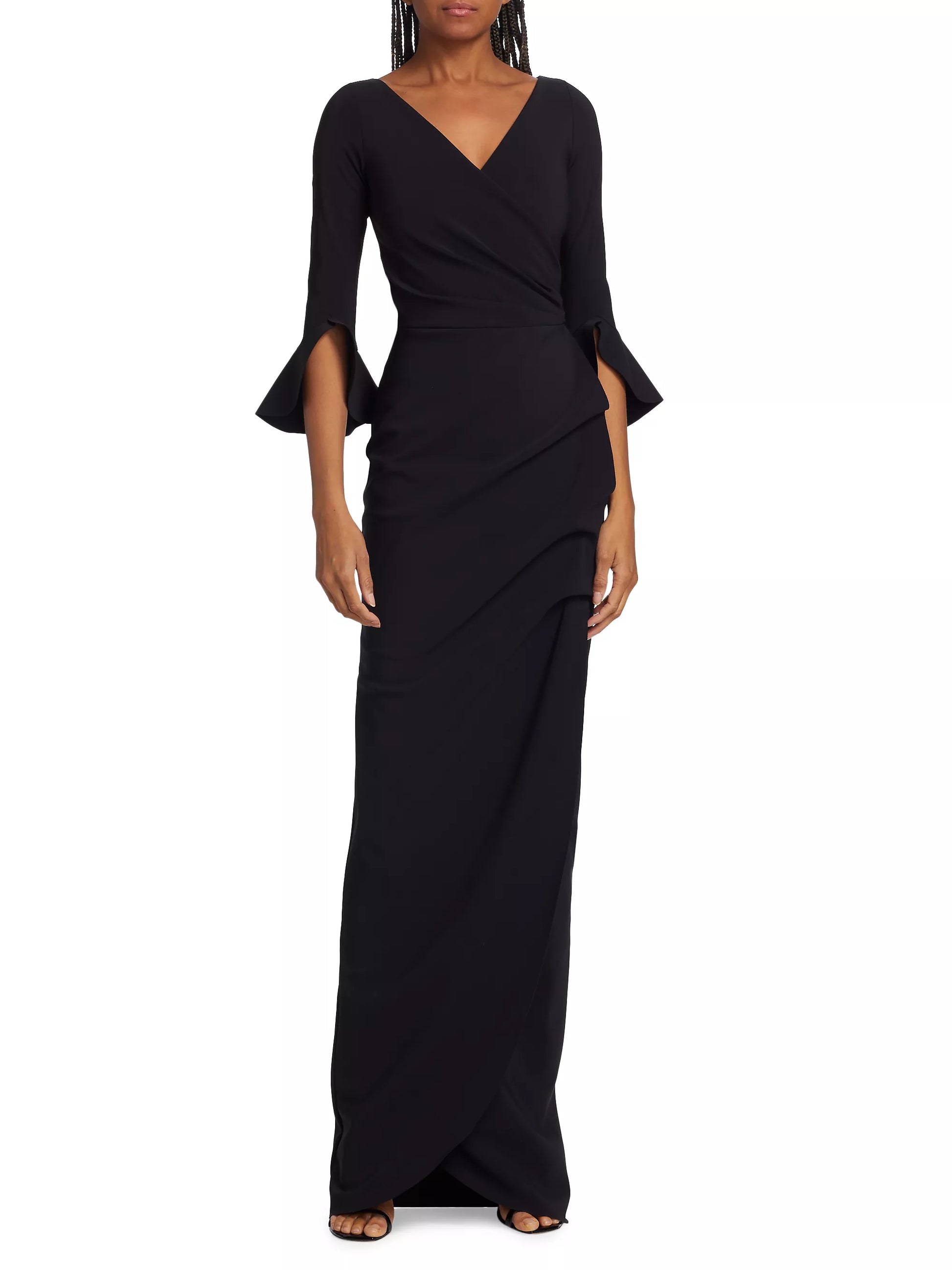 Chiara Boni La Petite Robe Ruched Three Quarter Sleeve Gown MOTHER OF Chiara Boni La Petite Robe Ruched Three Quarter Sleeve Gown MOTHER OF