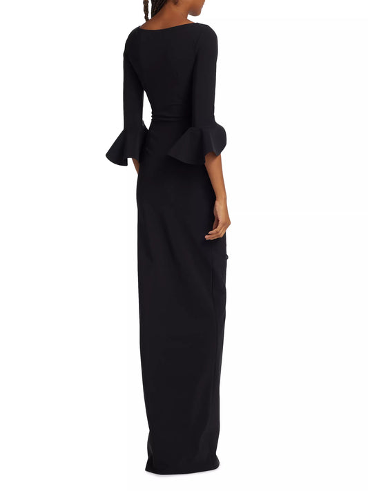 Chiara Boni La Petite Robe Ruched Three Quarter Sleeve Gown