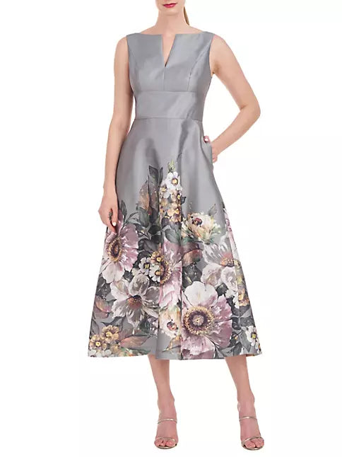 Kay Unger Floral Midi Dress