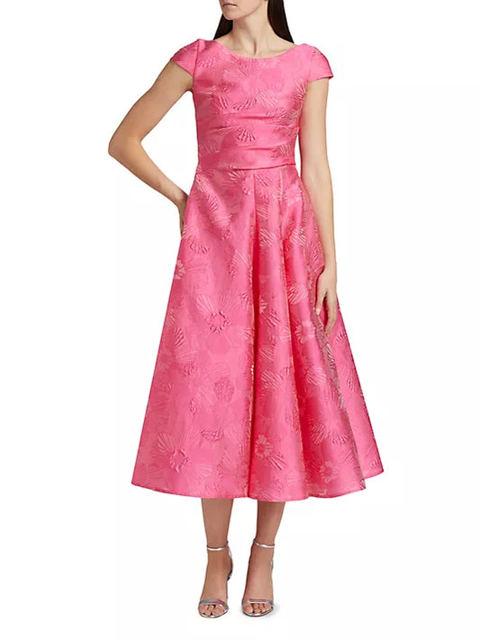 Talbot Runhof Floral Jacquard Midi Dress
