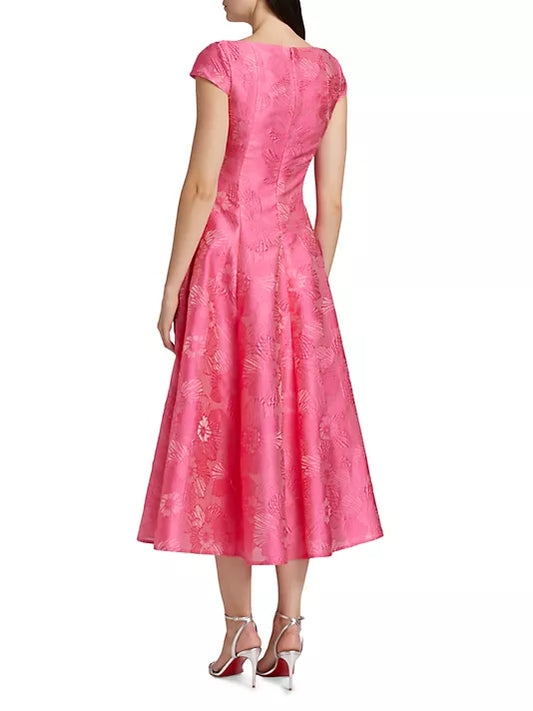 Talbot Runhof Floral Jacquard Midi Dress