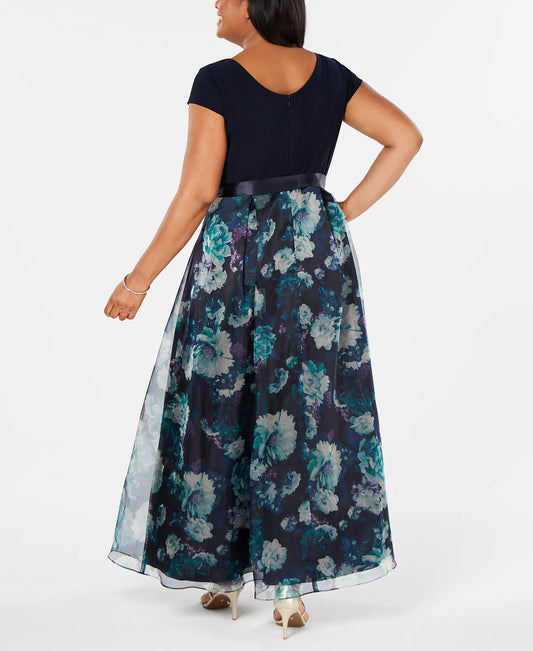 SL Fashions Plus Size Floral-Skirt Gown