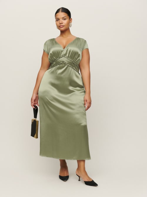 Reformation Plus Size Cap Sleeve Silk Dress