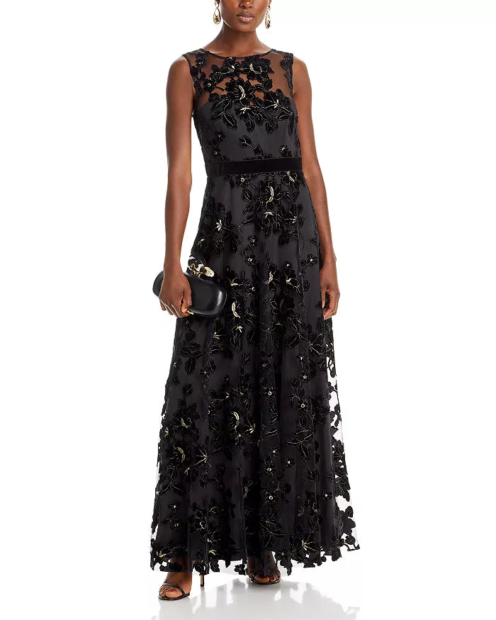 Eliza J Flocked Tulle Sleeveless Gown – MOTHER OF