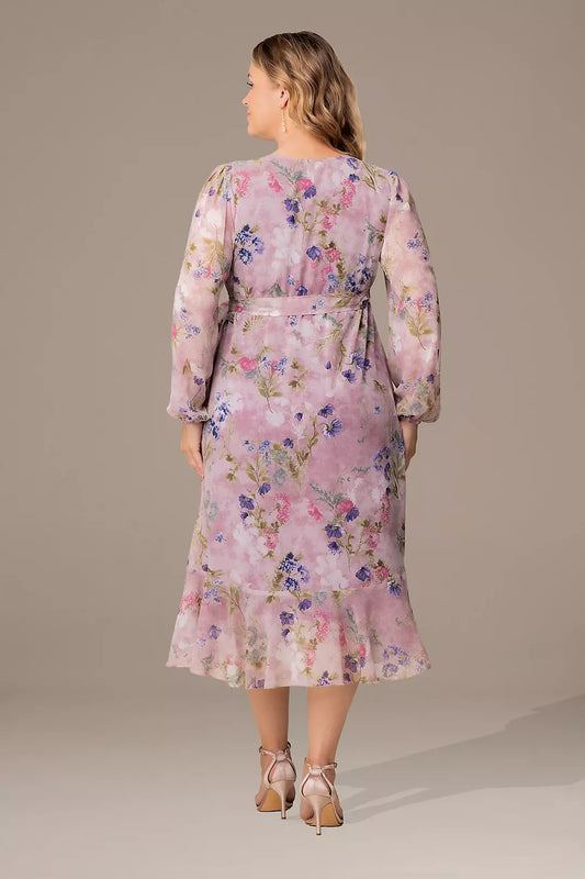 Kiyonna Plus Size Long Sleeve Wrap Dress