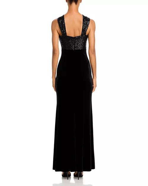 Eliza J Sequined Halter Neck Gown