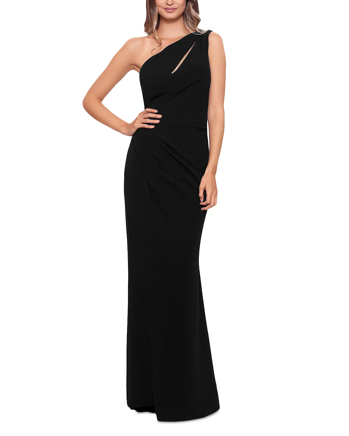 Aqua Cutout One Shoulder Gown